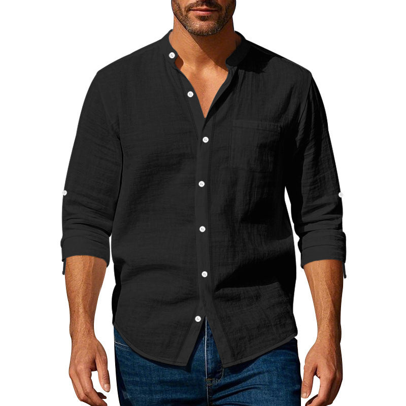 Mark – Langärmliges Casual-Hemd mit Stehkragen und Taschen für Herren