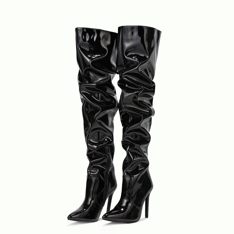 Ashley – Knielange Damenstiefel mit super hohen Absätzen für Partys