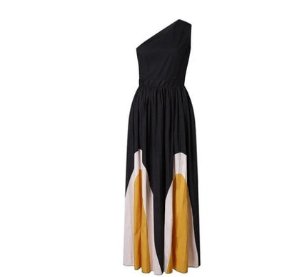 Georgina – Maxi dress without straps with contrasting colors
