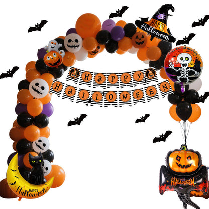 Halloween Balloon Decoration Set for Kids & Adults – Spooky Party Decoration with Pumpkin, Cat & Skeleton