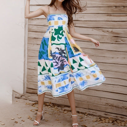 Zoe – Ärmelloses Hochtailliertes Druckkleid