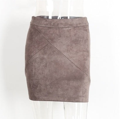 Samantha – Damen Veganleder Suede Bodycon Minirock