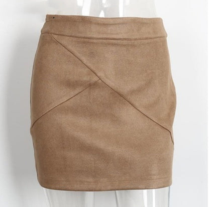 Samantha – Damen Veganleder Suede Bodycon Minirock