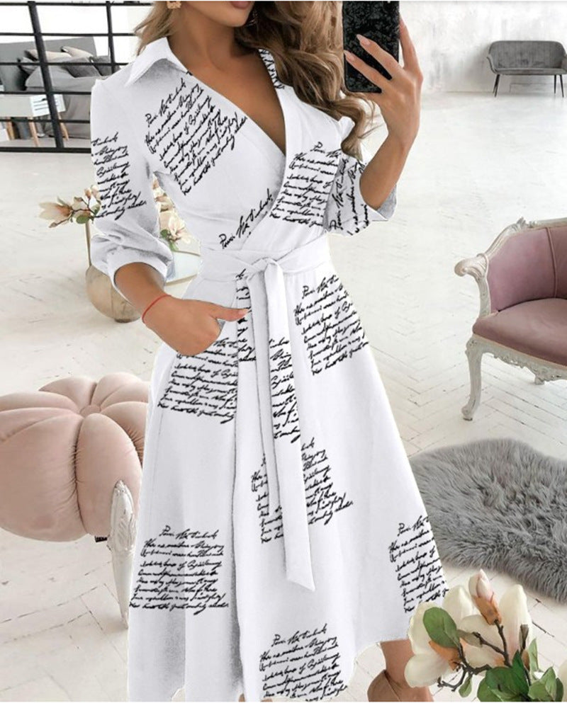 Ruby – Sexy Fashion Langärmliges Kleid mit tiefem V-Ausschnitt und unregelmäßigem Saum