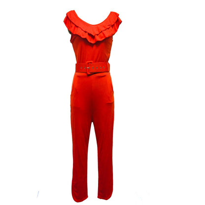 Abigail – Damen-Jumpsuit mit Gürtel und Lagenrock