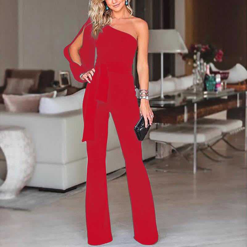 Donna – Eleganter Ein-Schulter Jumpsuit mit Hohem Bund