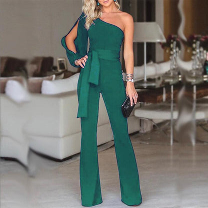 Donna – Eleganter Ein-Schulter Jumpsuit mit Hohem Bund