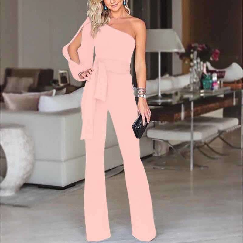 Donna – Eleganter Ein-Schulter Jumpsuit mit Hohem Bund