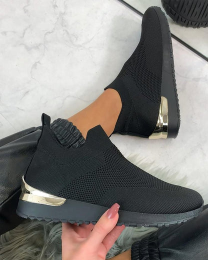 Damen Slip-On Freizeitsneaker für Sport und Alltag – Atmungsaktive Strickschuhe mit Komfortsohle