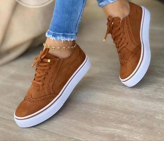 Heather – Viskose Damen Schuhe in einfarbig Braun mit runder Spitze