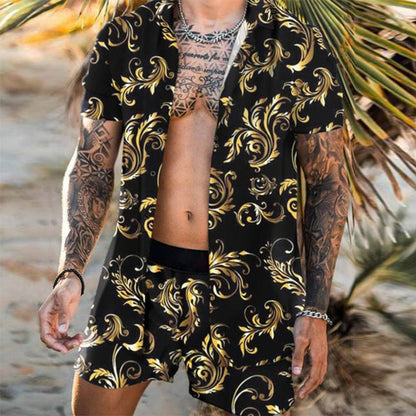Damian – Floral Hemd Strand Zweiteiliges Set Neue Mode Herren