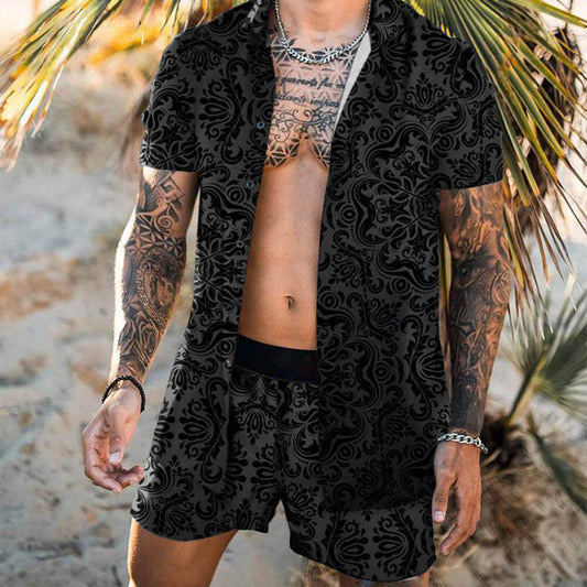 Damian – Floral Hemd Strand Zweiteiliges Set Neue Mode Herren
