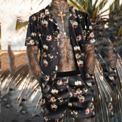 Damian – Floral Hemd Strand Zweiteiliges Set Neue Mode Herren