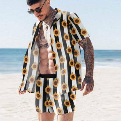 Damian – Floral Hemd Strand Zweiteiliges Set Neue Mode Herren