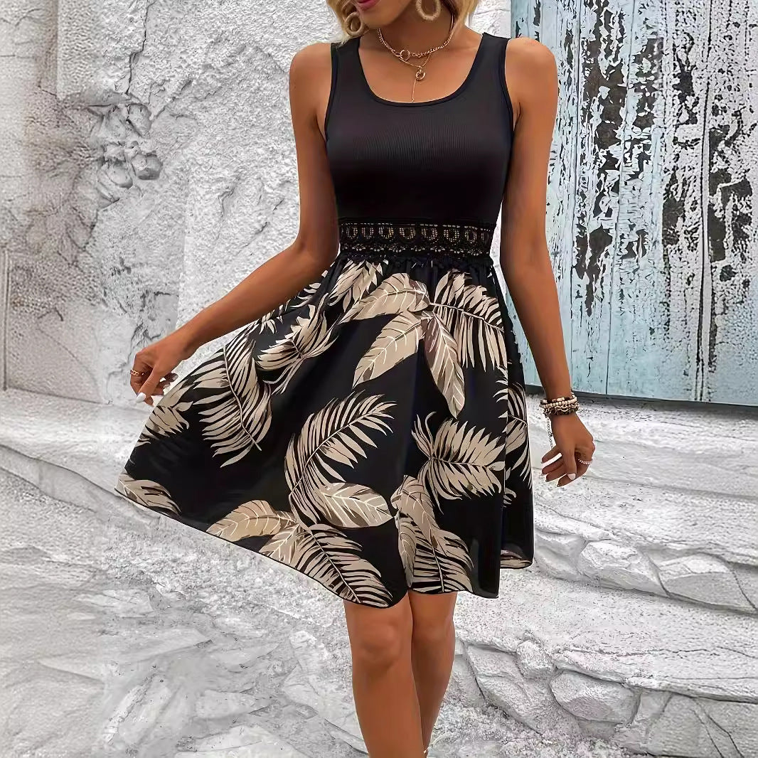 Jessica – Elegantes Spitzenkleid mit tropischem Druck