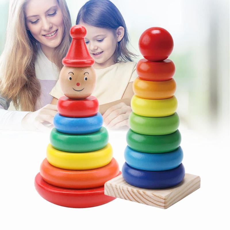Kinder Stapelspielzeug Holz Regenbogen Turm – Lernspielzeug für Jungen und Mädchen, Montessori Pädagogik