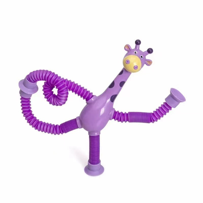 Kinder Cartoon Telescopic Giraffe Fidget Spielzeug mit Saugnapf – Stressabbau & Sensorischer Spaß