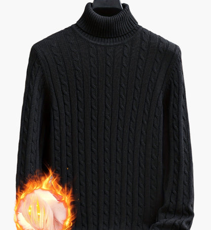 Men's Cable Knit Turtleneck Sweater – Stylish Knit Pullover for Everyday & Leisure