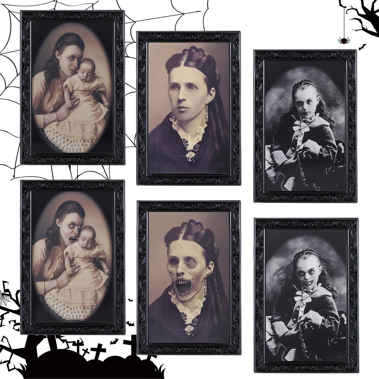 Halloween decoration 3D ghost picture frame – creepy portraits for haunted houses & parties