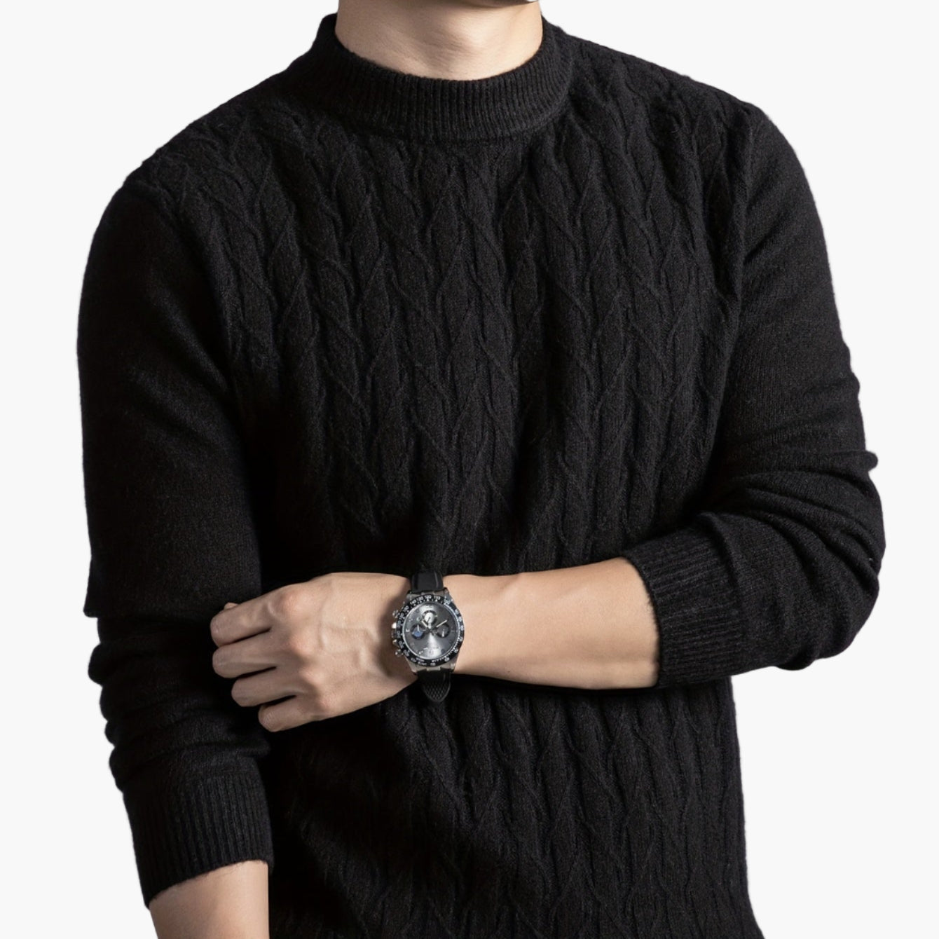 Herren Pullover mit Zopfmuster – Modernes, lässiges Strickdesign für Alltag und Büro