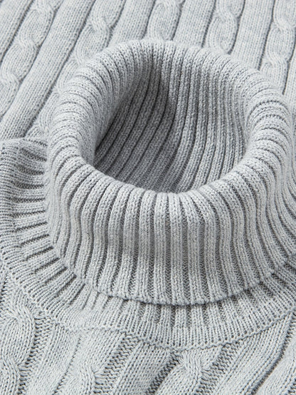 Men's Cable Knit Turtleneck Sweater – Stylish Knit Pullover for Everyday & Leisure