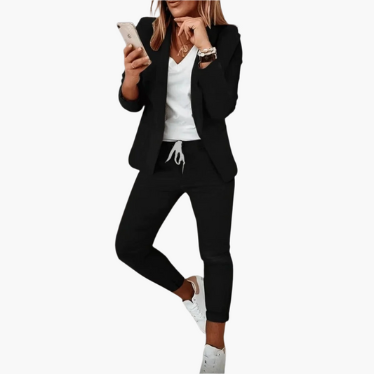 Damen Business Casual Blazer & Jogginghose Set – Modischer Anzug für Alltag & Büro