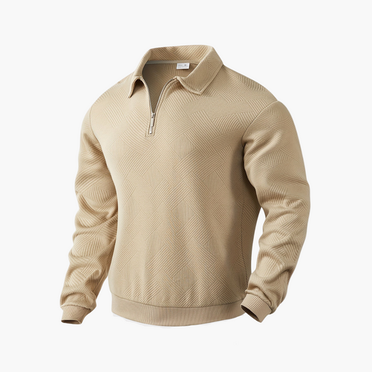 Men's Vintage Sweatshirt with Zipper – Geometric Pattern, Fashionable & Versatile