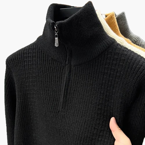 Women's half-zip knit sweater – fashionable autumn winter casual sweater