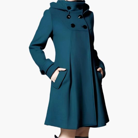 Women's winter coat with hood – Elegant tailored wool coat for everyday and special occasions