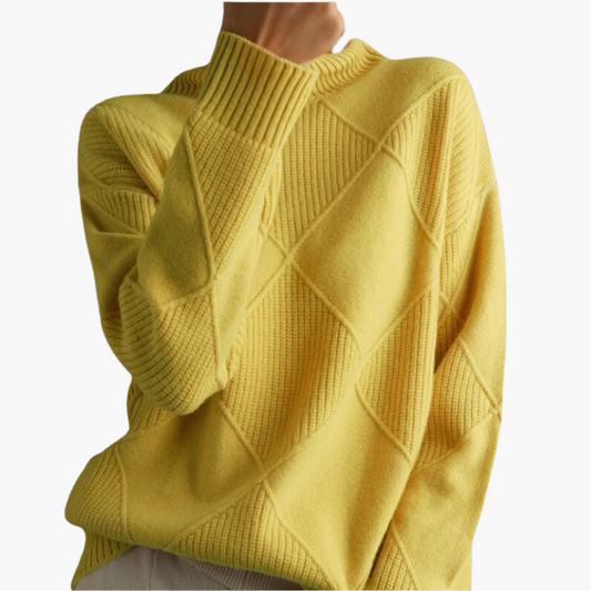 Women's knitted sweater with diamond pattern – modern comfort for everyday and leisure