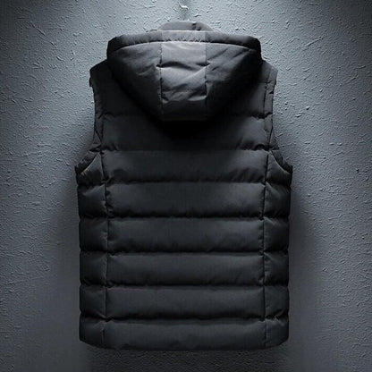 Men's quilted vest with hood – outdoor & casual warming vest, modern design, versatile