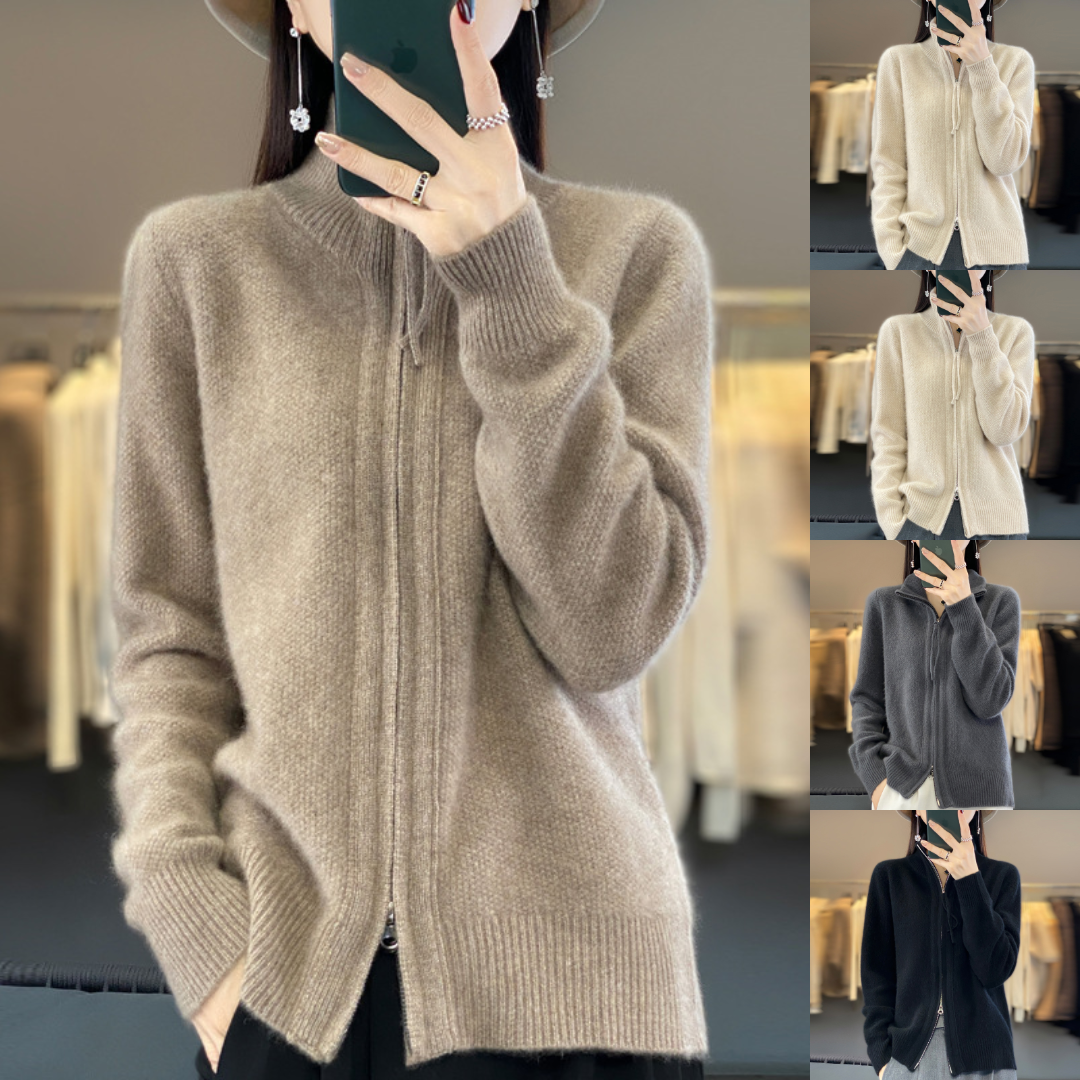 Damen Strickjacke mit Reißverschluss – Klassischer Stil für Büro und Freizeit