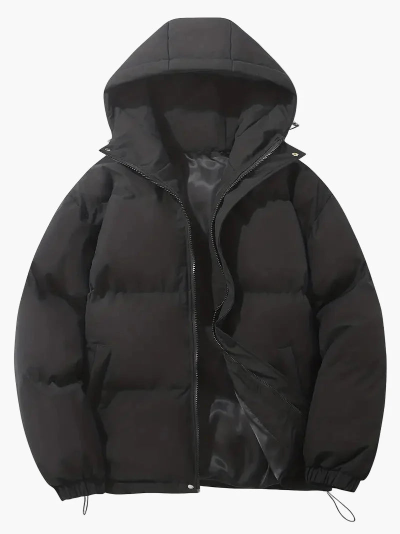 Men's Winter Quilted Jacket with Hood – Classic Style for Cold Days