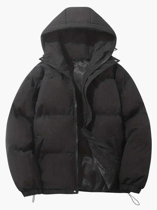 Men's Winter Quilted Jacket with Hood – Classic Style for Cold Days