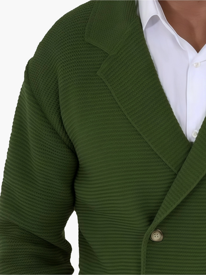 Men's knitted cardigan with lapel collar, double-breasted – Elegant casual blazer for everyday and office use