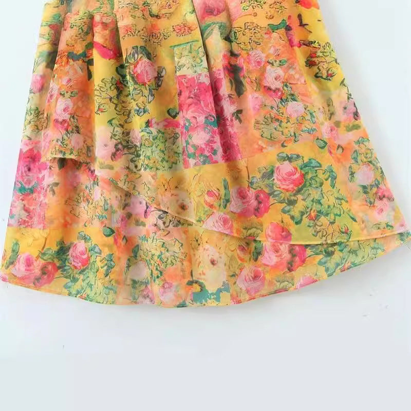 Susan – Y2K Blumenmuster Trägerkleid für den Sommer mit Rüschen für den Strand