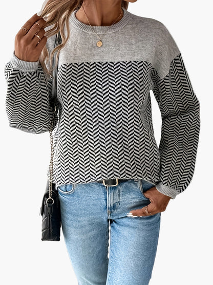 Damen Strickpullover mit Pfeilmuster, lässig, perfekt für Herbst und Winter