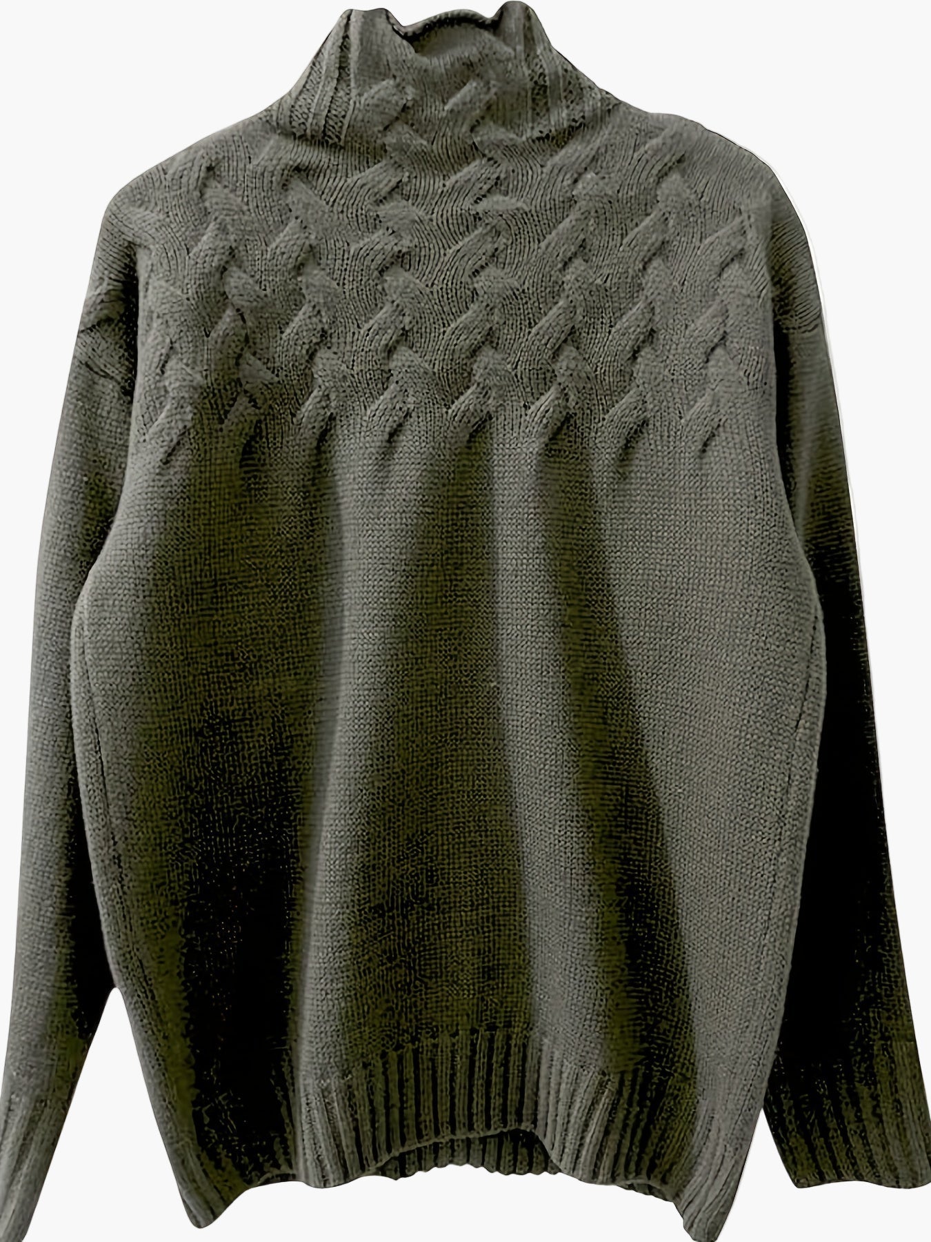 Damen Strickpullover mit Zopfmuster und Stehkragen – Modischer Winterpullover für Freizeit und Alltag
