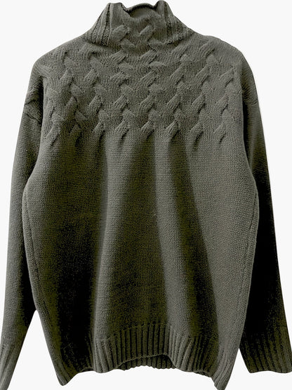 Damen Strickpullover mit Zopfmuster und Stehkragen – Modischer Winterpullover für Freizeit und Alltag
