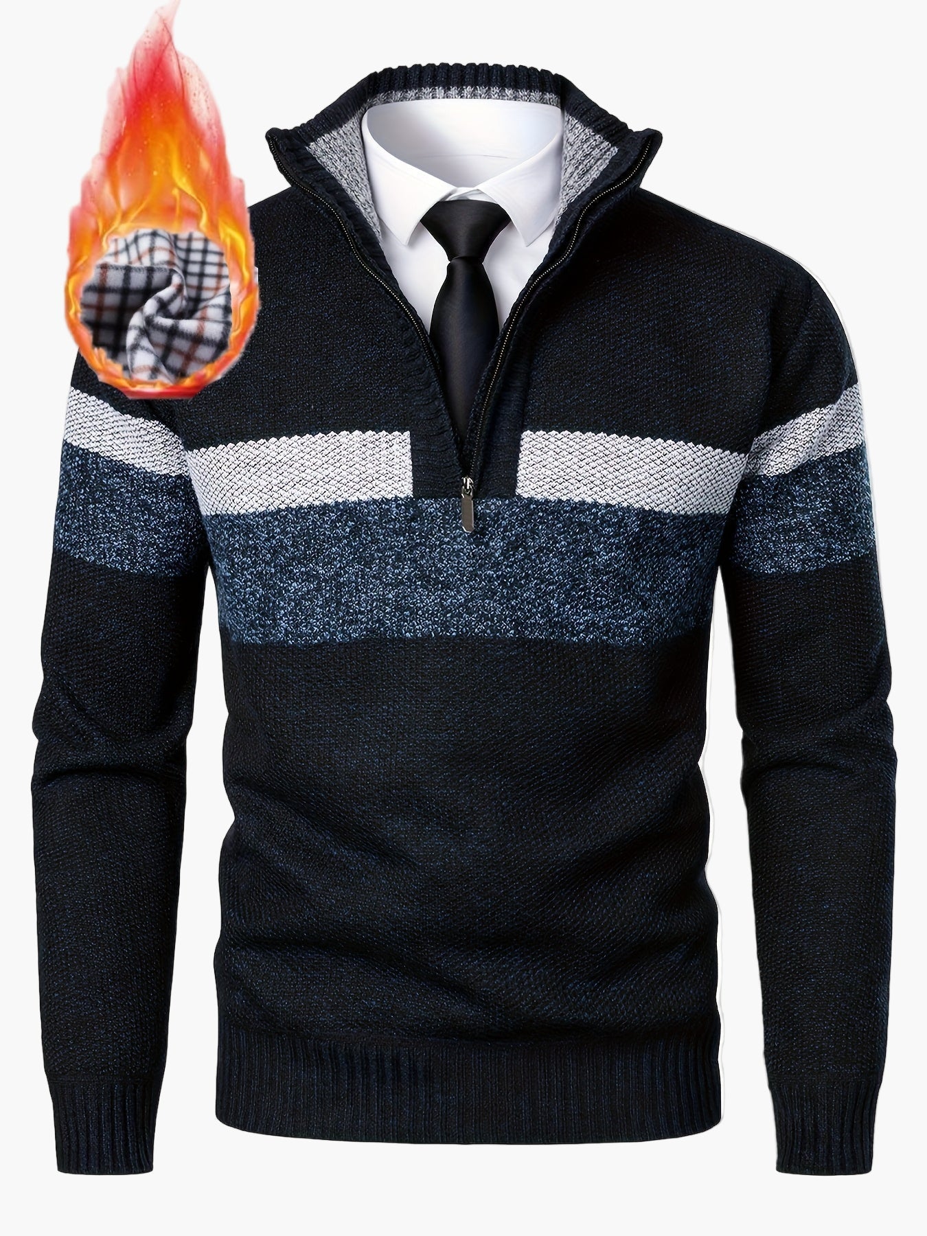 Men's knitted pullover with quarter zipper – fashionable casual style for autumn & winter