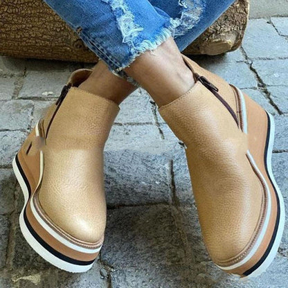 Zoe – Flache Stiefel mit seitlichem Reißverschluss für Herbst und Winter