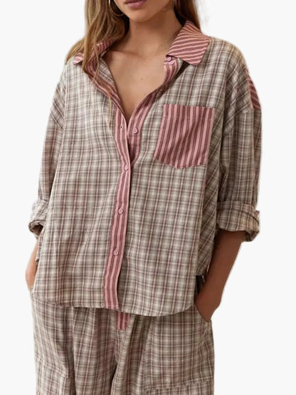Damen Pyjama Set Oversize Zweiteiler – Modernes Loungewear für Zuhause und Schlaf
