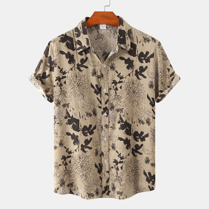 Herren Vintage Kurzarmhemd mit Blumenmuster – Lässiges Sommerhemd für Freizeit und Urlaub