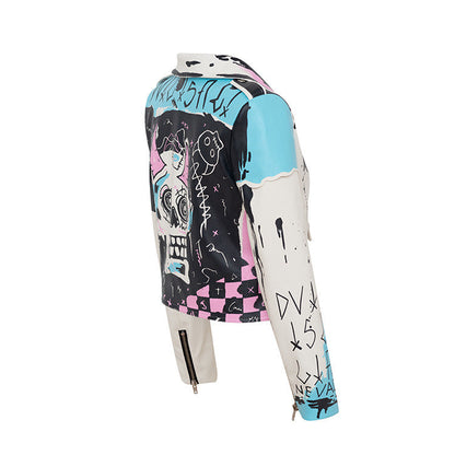 Catherine – Personalisierte Graffiti Motorradjacke mit Nieten