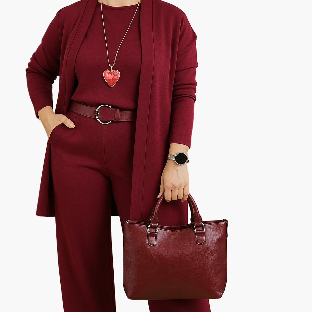 Damen 3-Teilige Elegante Business Casual Set – Anzug mit Blazer, Shirt und Hose für Büro & Alltag