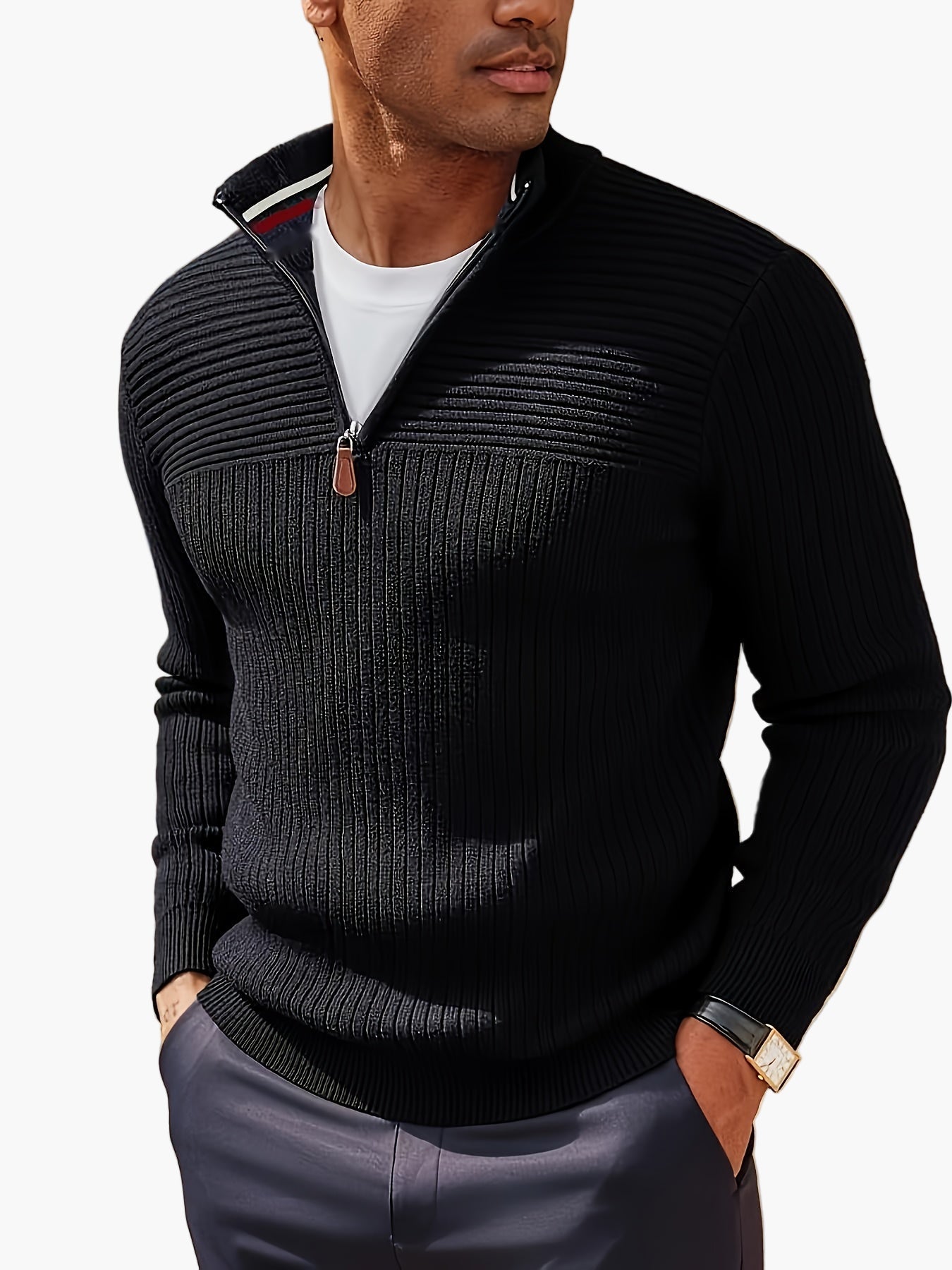 Men's Half-Zip Knit Sweater – Stylish Casual Sweater for Autumn and Winter