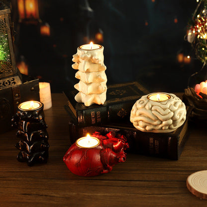 Halloween Gothic Candle Holder for Decoration – Heart, Brain, Spine – Creepy Table Decor
