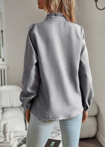 Damen Rüschenbluse im eleganten Business- und Freizeitstil – Modische Langarm Bluse mit femininen Details