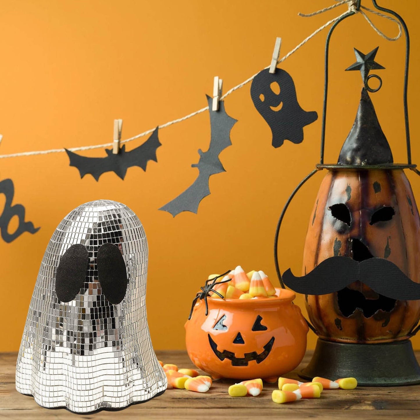Halloween decoration ghost figure – Reflective disco ghost for party & spooky atmosphere