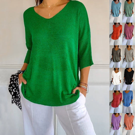 Phoebe – Schmaler Pullover mit V-Ausschnitt aus Strick für Damen